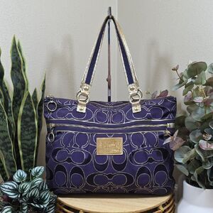 Coach Poppy RARE Signature Sateen with Lurex Glam Tote